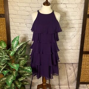 S.L. Fashions Sz 6 purple 5 tier ruffle sleeveless dress
